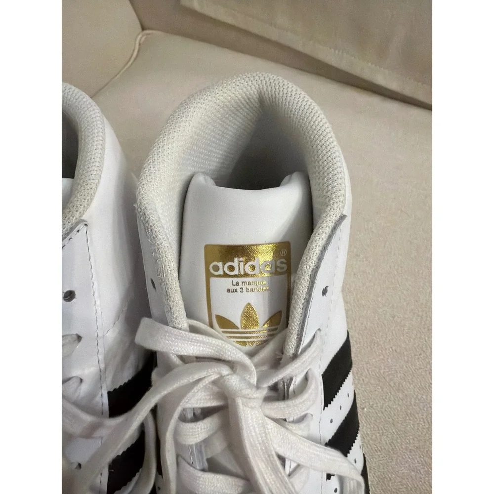 Adidas Pro Model High Top White Black Gold Shell Toe Sneakers BY2776 Mens 8.5